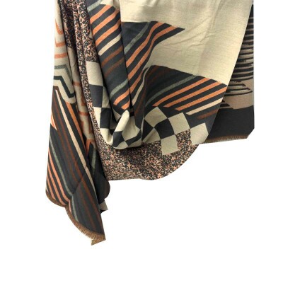 pashmina micropixel cinza e creme 9136