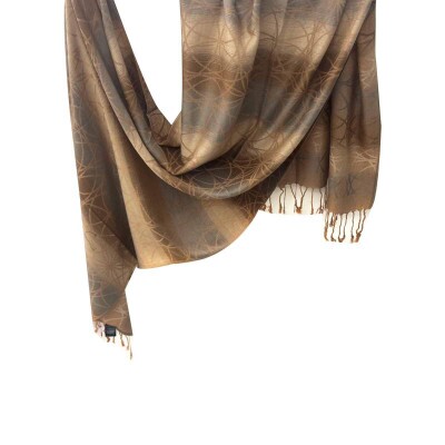 pashmina arabesco cinza e dourada 9133