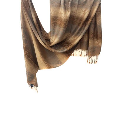 pashmina arabesco cinza e dourada 9133