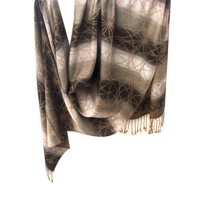 pashmina arabesco bege e marrom 9134