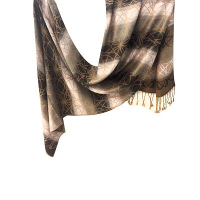 pashmina arabesco bege e marrom 9134