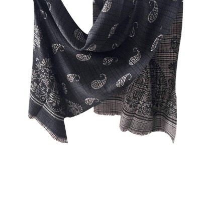cachecol cash preto e creme 9119
