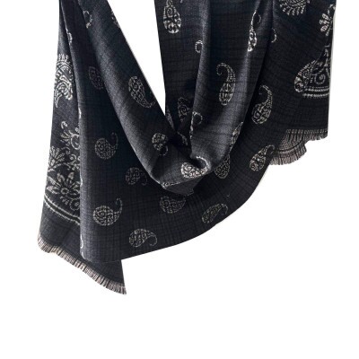 cachecol cash preto e creme 9119