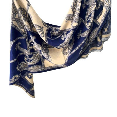 pashmina cash azul e creme 9103