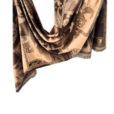 pashmina cash marrom e bege 9101