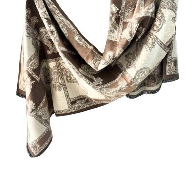 pashmina cash bege escura e off 9100