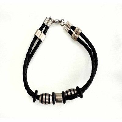 Pulseira Couro Torcido Preto (SKU 975)