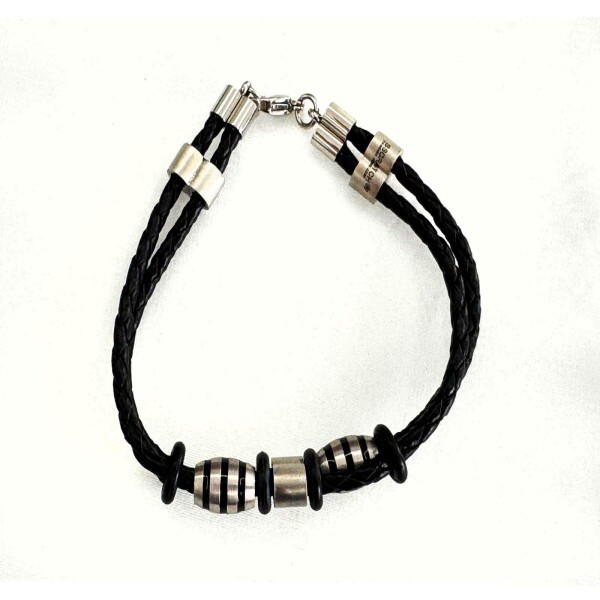 Pulseira Couro Torcido Preto (SKU 975)