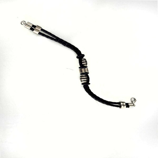 Pulseira Couro Torcido Preto (SKU 975)
