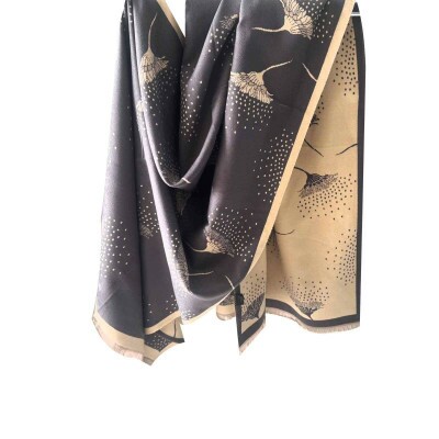 pashmina lirios cinza e bege 9142