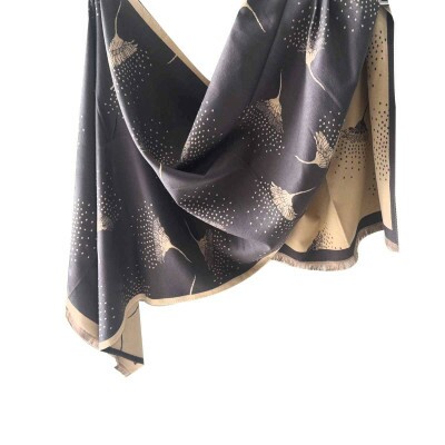 pashmina lirios cinza e bege 9142