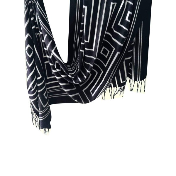 Cachecol Labirinto Preto e Branco 9158