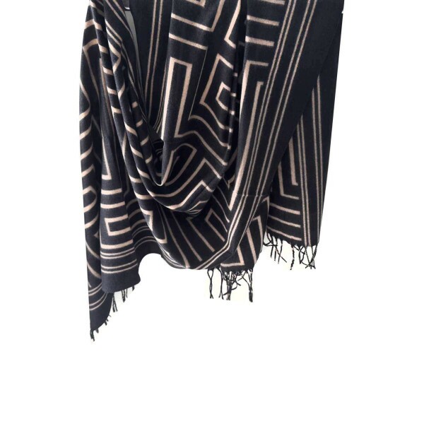 Cachecol Labirinto Preto e Bege 9157