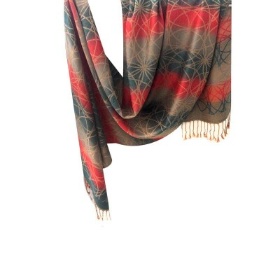 pashmina arabesco verde e vermelha 9128