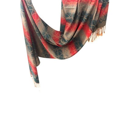pashmina arabesco verde e vermelha 9128