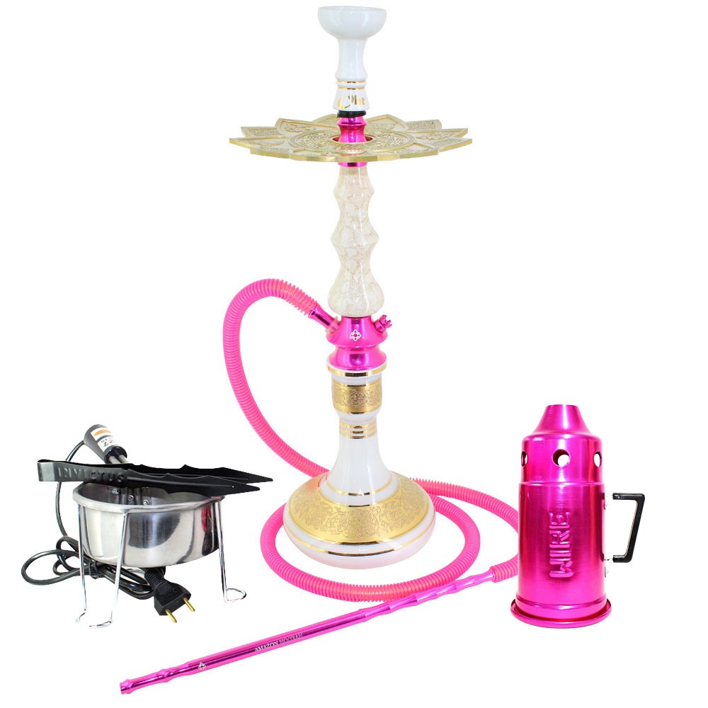 Narguile Amazon Pride Marmorizado e Rosa Vaso Genie Bless Branco Rosh ...