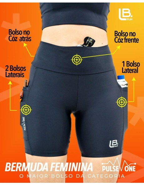 BERMUDA FEMININA DE CORRIDA PULSE ONE - 5 BOLSOS - O MAIOR BOLSO DA CATEGORIA 750ml