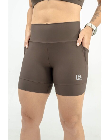 SHORTS DE CORRIDA AUTHENTIC MARROM 2 BOLSOS-500ML- BRINDE FAIXA DE CABE�A MARROM