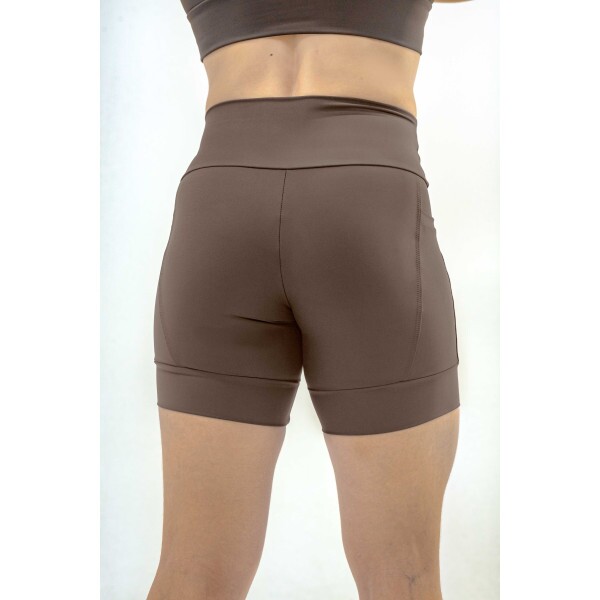SHORTS DE CORRIDA AUTHENTIC MARROM 2 BOLSOS-500ML- BRINDE FAIXA DE CABE�A MARROM