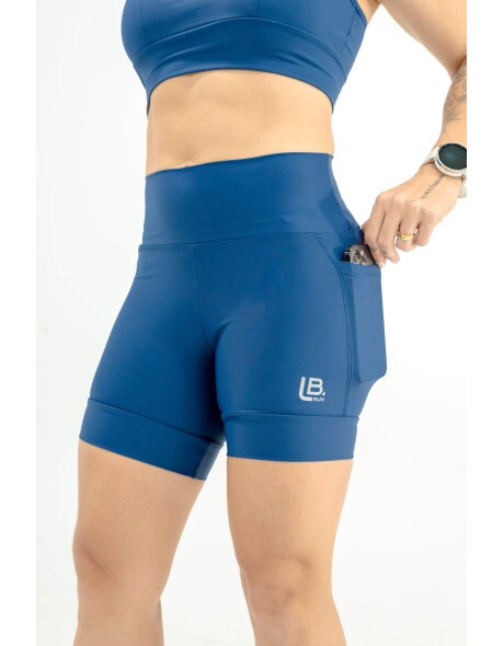 SHORTS DE CORRIDA AUTHENTIC MARINHO 2 BOLSOS-500ML - BRINDE FAIXA DE CABE�A MARINHO