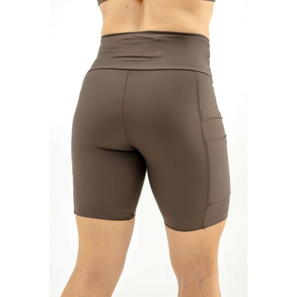 BERMUDA DE CORRIDA FEMININA PULSE ONE MARROM-5 BOLSOS- BRINDE FAIXA DE CABE�A MARROM