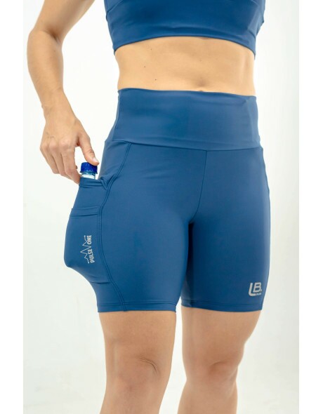 BERMUDA DE CORRIDA FEMININA PULSE ONE MARINHO-5 BOLSOS- BRINDE FAIXA DE CABELO MARINHO