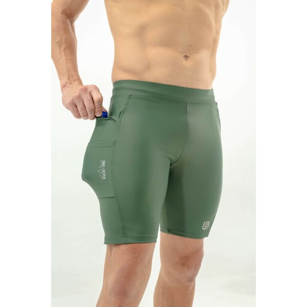 BERMUDA DE CORRIDA MASCULINA PULSE ONE VERDE -3 BOLSOS 750ML O MAIOR DA CATEGORIA
