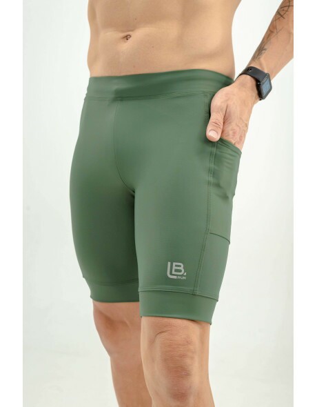 BERMUDA DE CORRIDA MASCULINA STREET RACE VERDE - 2 BOLSOS 500ML