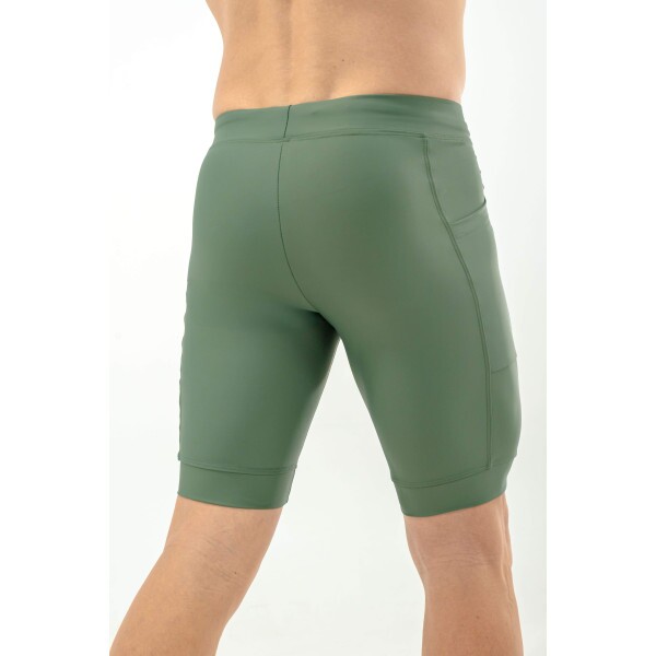 BERMUDA DE CORRIDA MASCULINA STREET RACE VERDE - 2 BOLSOS 500ML