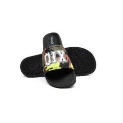 Chinelo Slide Qix - Preto Camuflado Neon