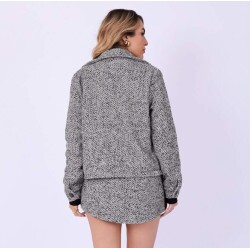 Casaco Tweed Riu Kiu 11111 Mila - Preto Branco