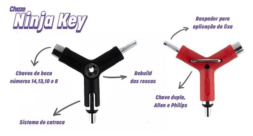 Chave Catraca Ninja de Skate Chaze - Preta - Deepipe - A melhor