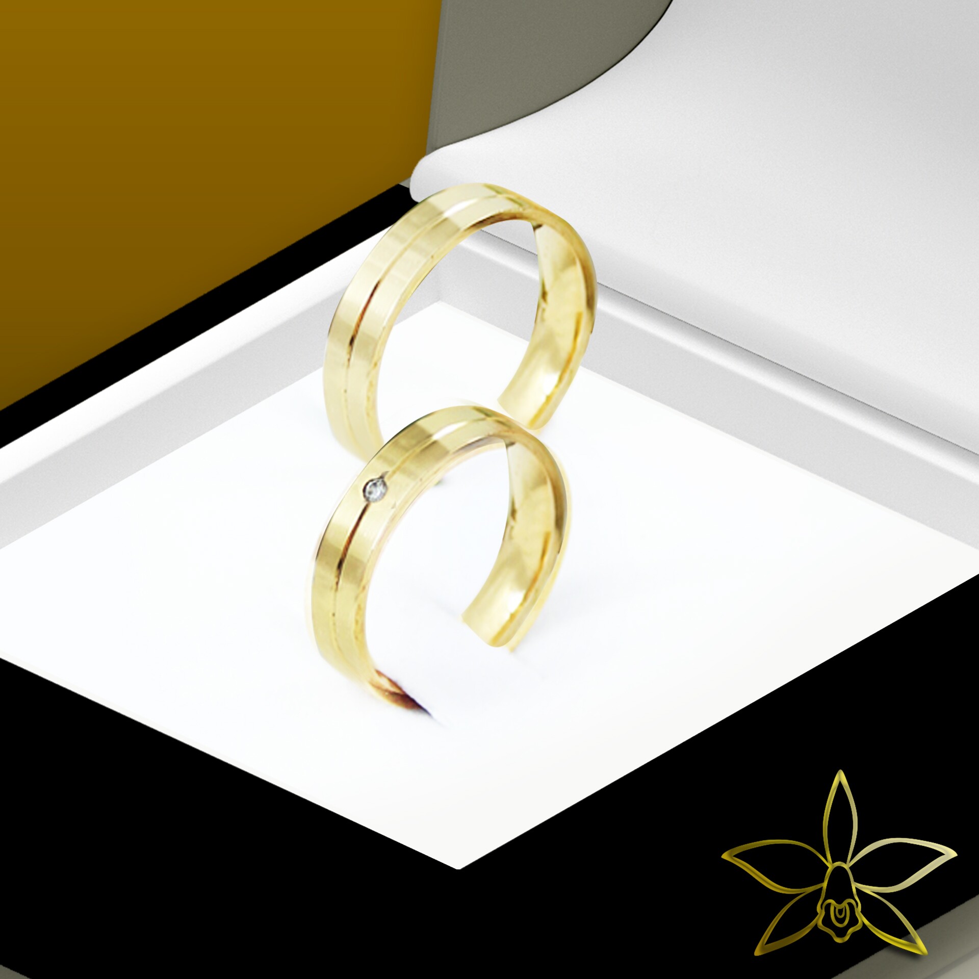 Par de Aliana Gold Comfort Plane 45 Shine 10k