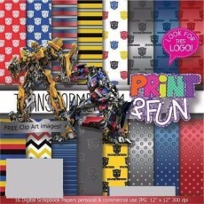 3 Kits Scrapbook Transformers Papel Digital Png + Brinde