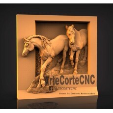 Arquivo Cavalos Relevo 3d Artcam Stl Cnc Router Madeira
