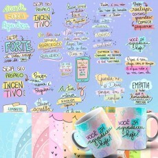 Kit Arte Lettering Frases Motivacionais + Artes Caneca Bnus