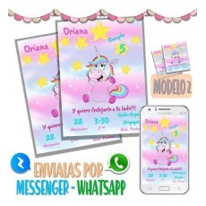Tarjeta Invitacion Digital Cumpleaos Unicornio Whatsapp M2