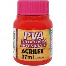 Tinta PVA Fosca Vermelho Fogo 37ml Acrilex - Tinta para madeira, cortia, Isopor, Papel, Palha e PET