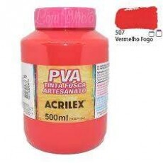 Tinta Para Pva Vermelho Fogo Acrilex 500ml Fosca