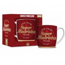 Caneca Porcelana Urban Super Madrinha 360ml Brasfoot Presente
