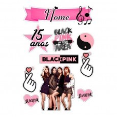 Topper Para Bolo Personalizado Black Pink