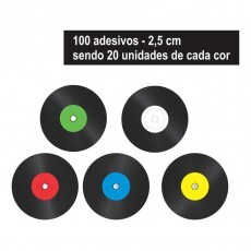100 Adesivos - Sem Personalizados - Tema Disco De Vinil 2,5