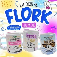 Kit Digital Flork Artes Caneca Sublimao Frases Divertidas