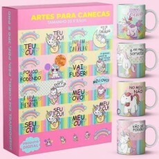 Pacote Artes Canecas Unicrnio Indiscreto Malcriado Mockups