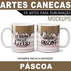 Pacote Artes Estampas Canecas Pscoa Frases Coloridas Png