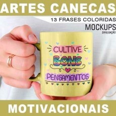 Pacote 12 Artes Canecas Frases Motivacionais Png Amarelo