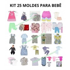 Kit25 Moldes Roupas Para Bebe Body Pijama Macaco Jardineira