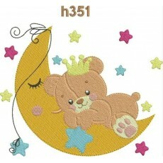 Matriz Bordado Cheio Ursa Coroa Estrela Lua H351