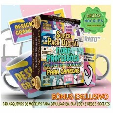 Pack 40 Artes Flork Profisses Estampas Sublimao Caneca