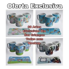 Pacote 88 Artes Sublimao Prontas Canecas Dia Das Crianas